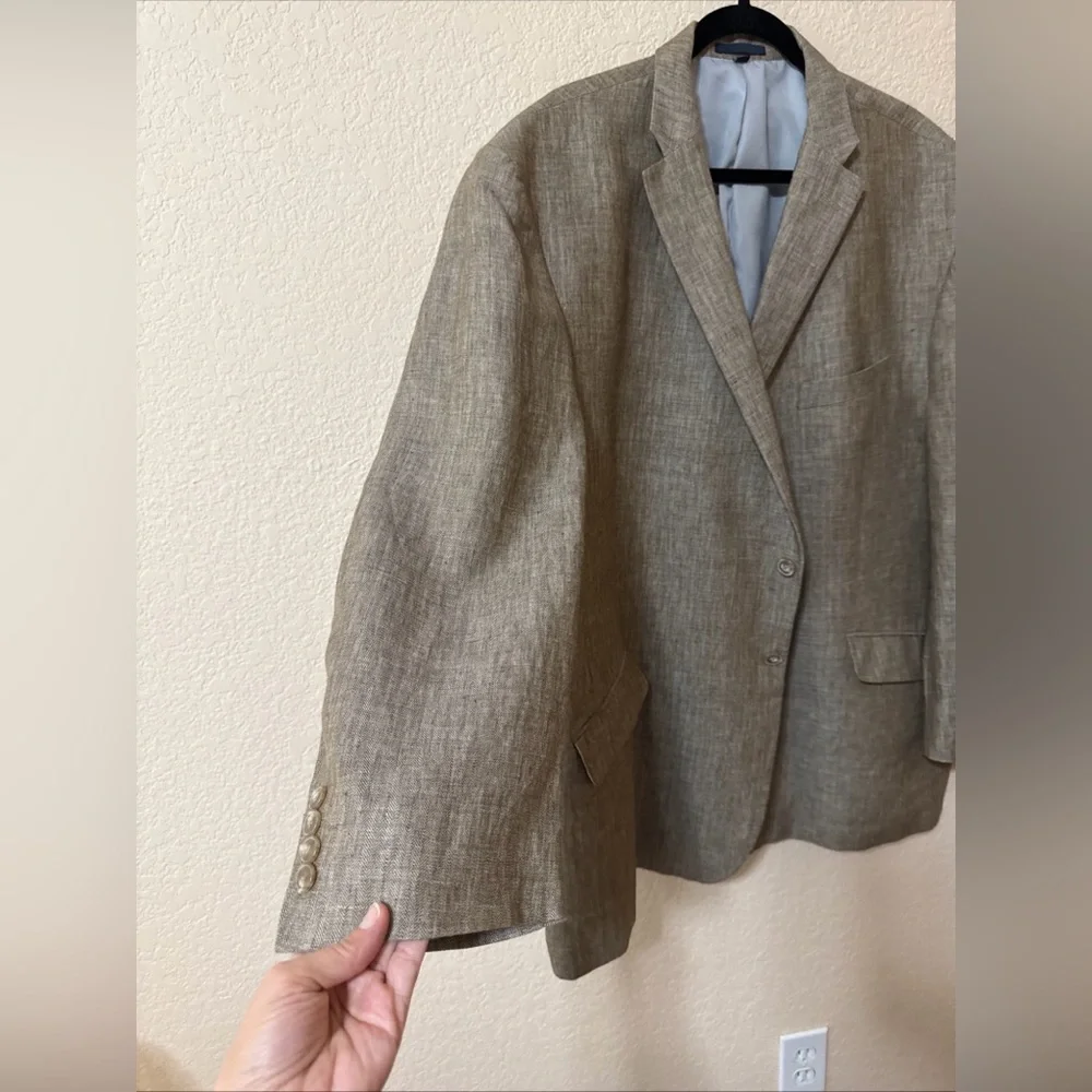 JOS A‎ BANK Tailored Fit Linen Light Brown Two Button Blazer Sport Coat Sz 52R